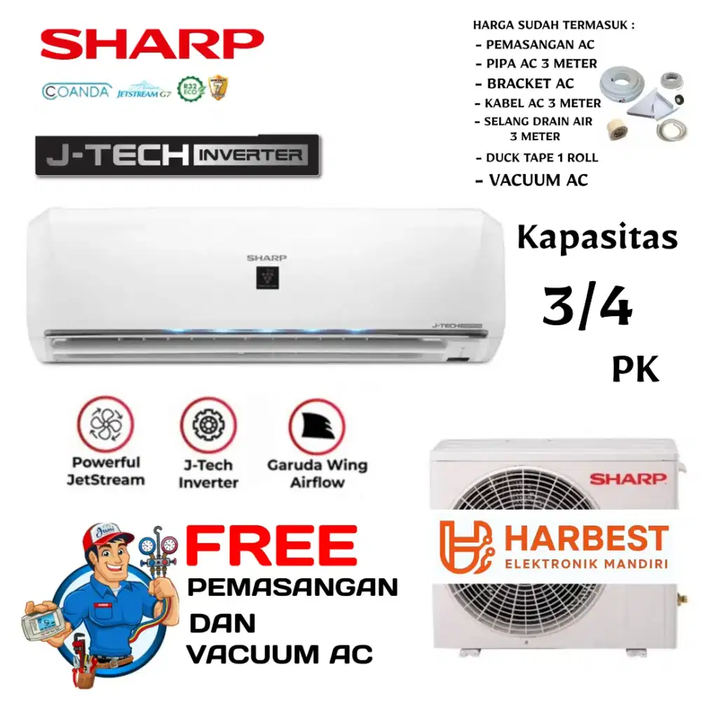 SHARP AC Split 3/4PK J-TECH INVERTER R32 AH-X8BEY Turbo Cool AutoClean