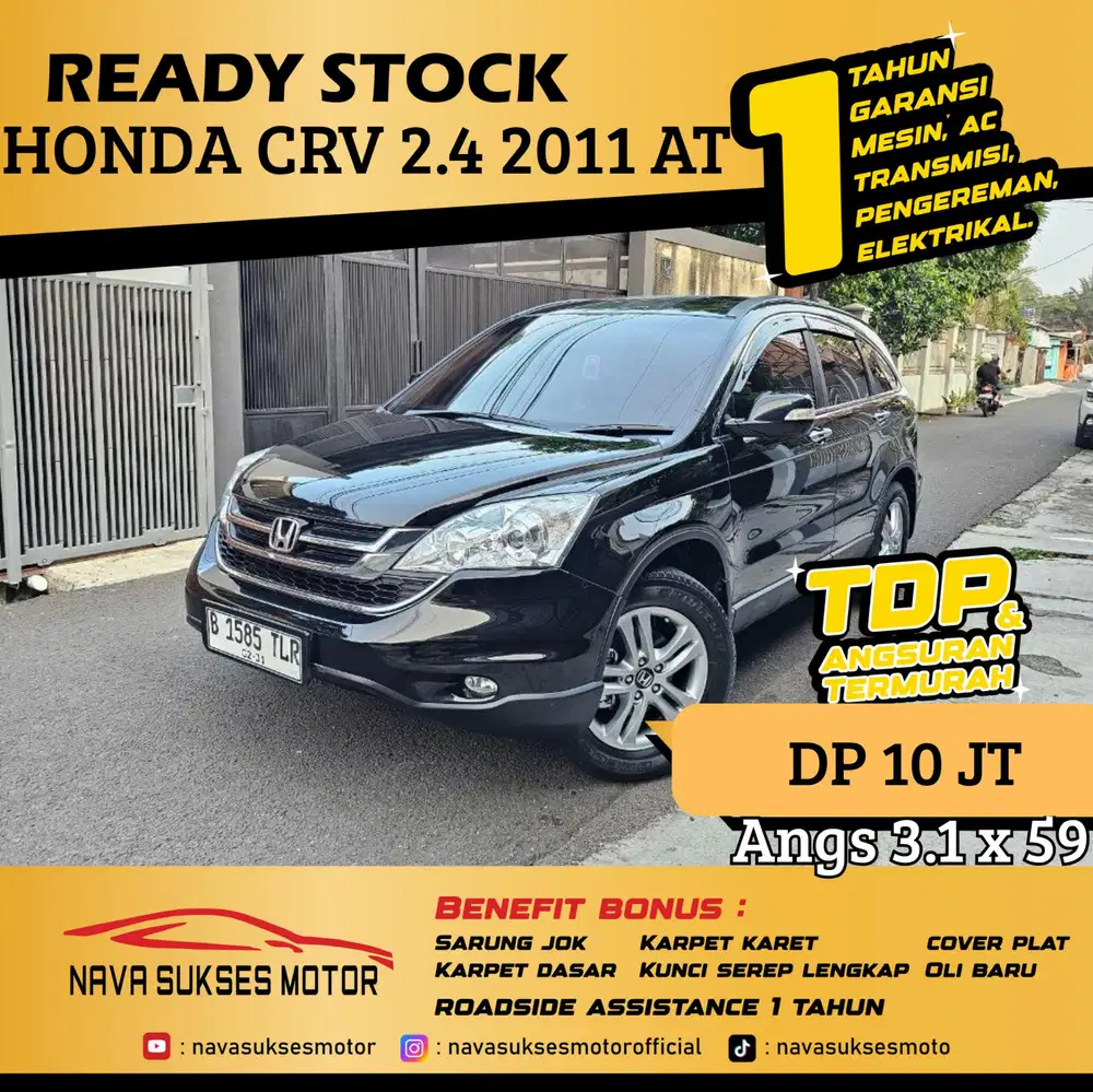 TDP 10 Jt Angs Termurah Honda CRV 2.4 2011 Matic Hitam Low Km Like New