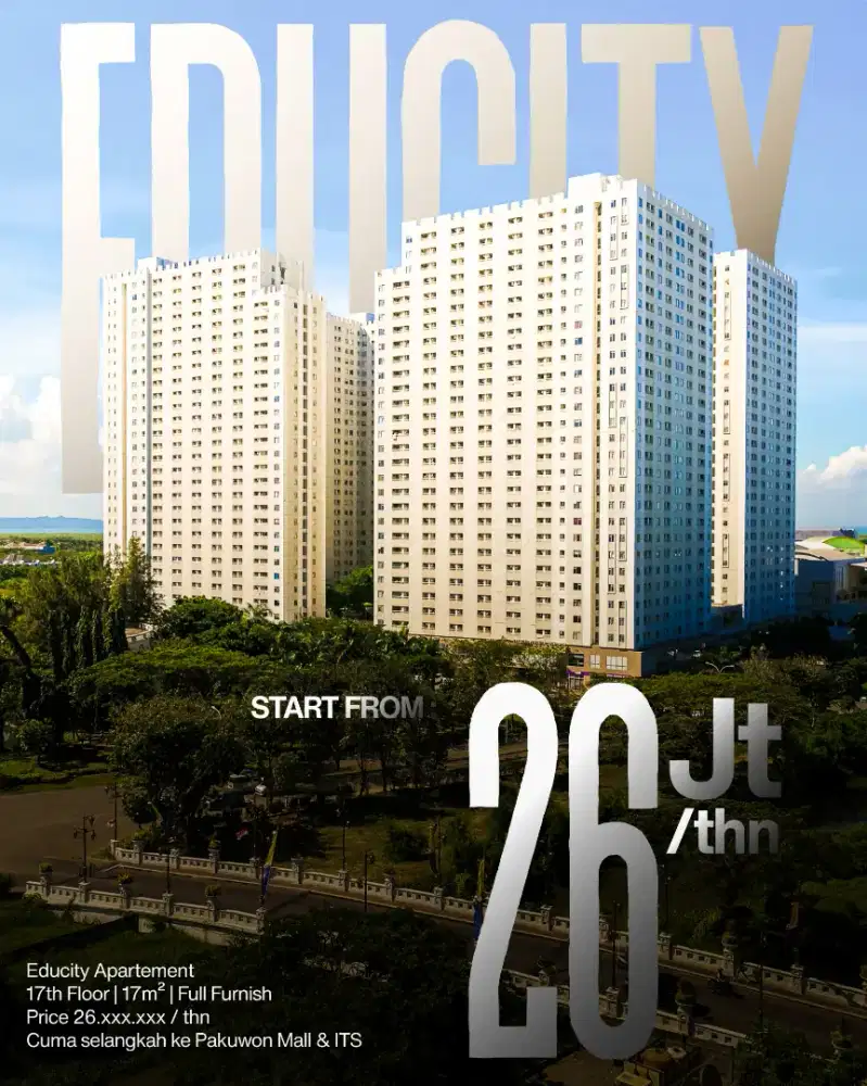 [DISEWAKAN] Apartemen Educity Tower Princeton 17th Floor