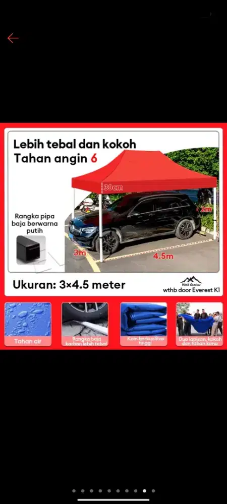 WTHB Tenda Lipat Warna MErah UK 3x4.5M