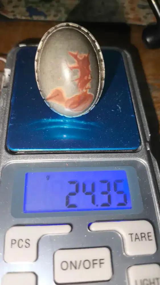 Batu motif Semut atau Burung Ring Perak