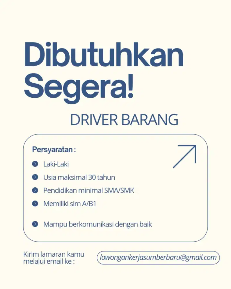 Dibutuhkan segera driver kiriman barang