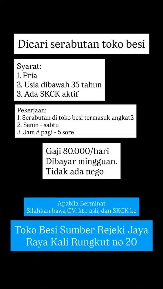 Serabutan di Toko Besi