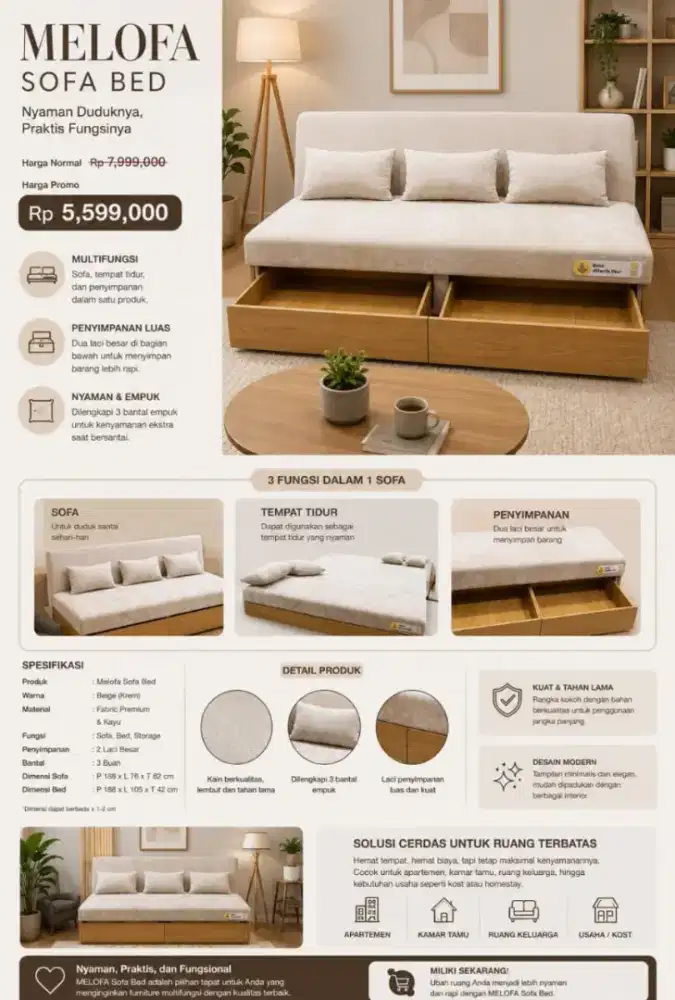 Sofa bed multi fungsi
