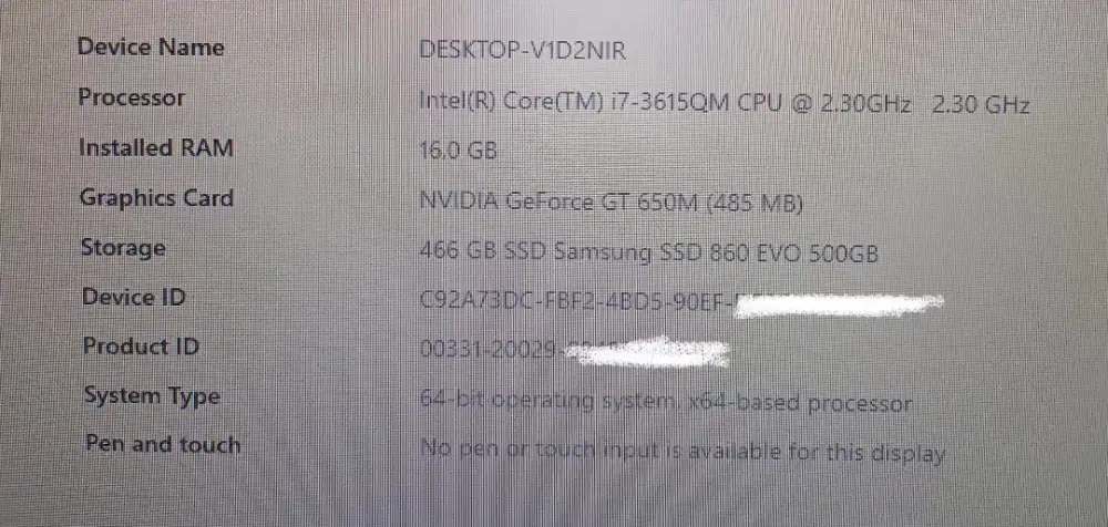 macbook pro 15 inch i7 vga nvidia (16/512)