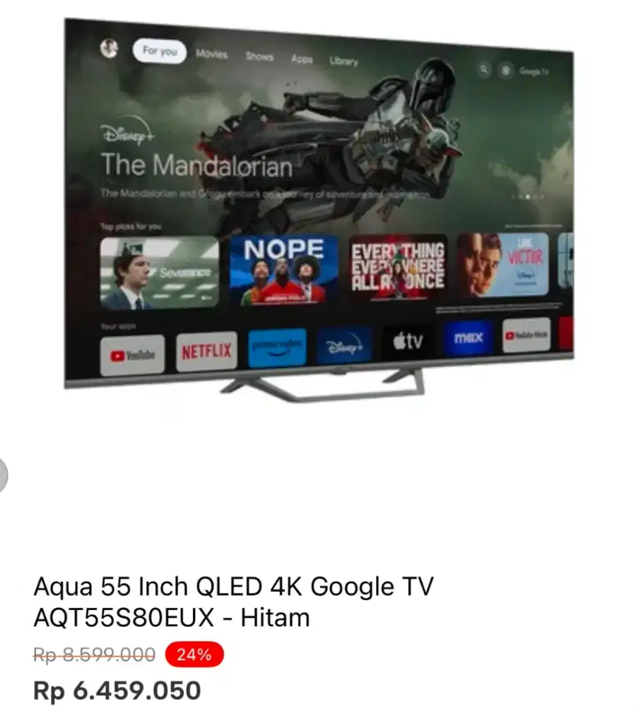 AQUA 55 INCH QLED 4K GOOGLE TV