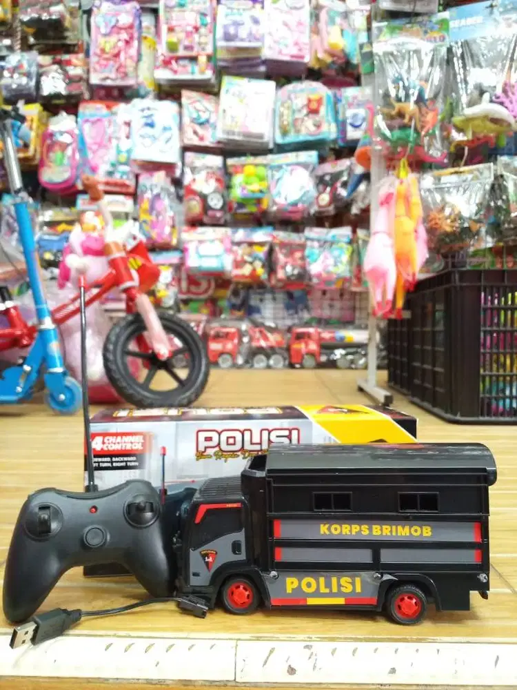 mainan anak rc mobil polisii baterai cas