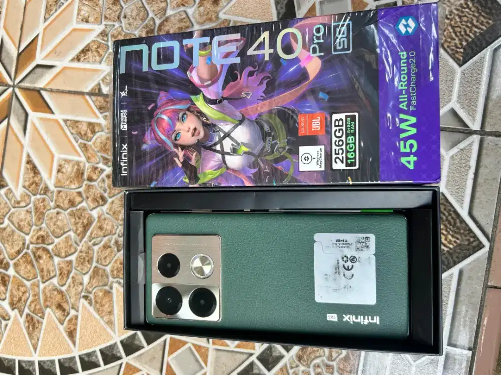 Infinix note 40 pro 5g 8/128 fullset grees segel