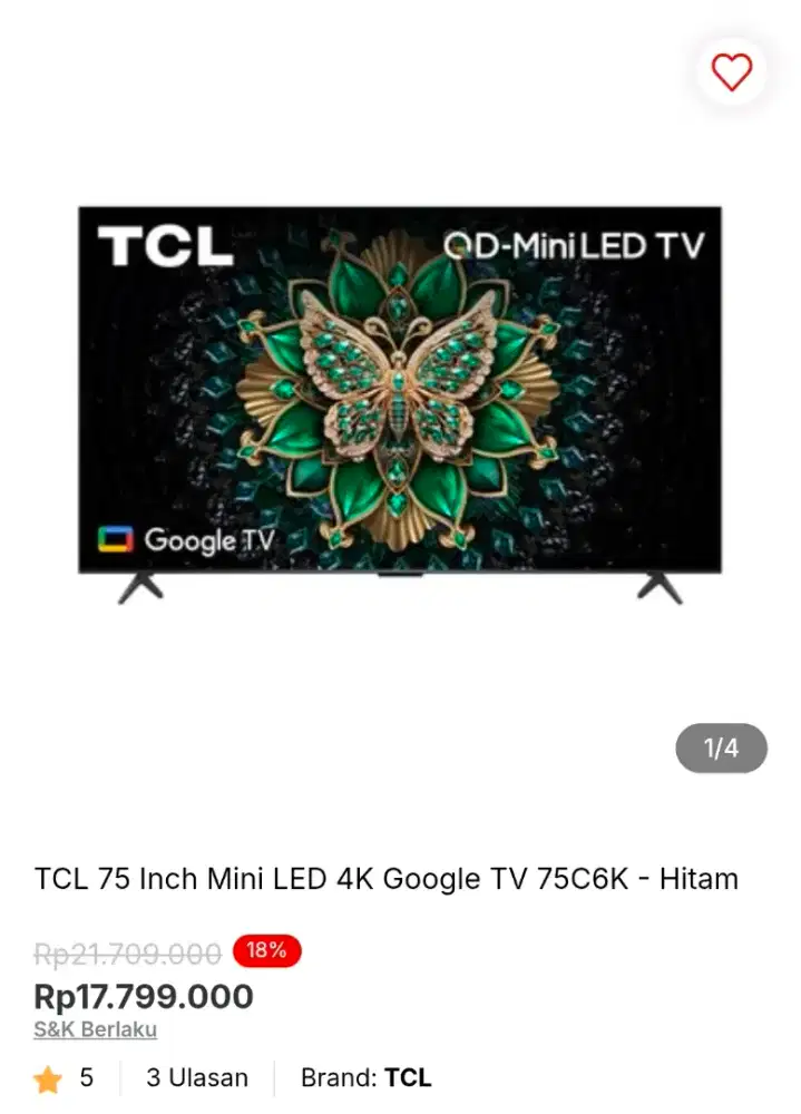 TCL 75 Inch Mini LED 4K Google TV