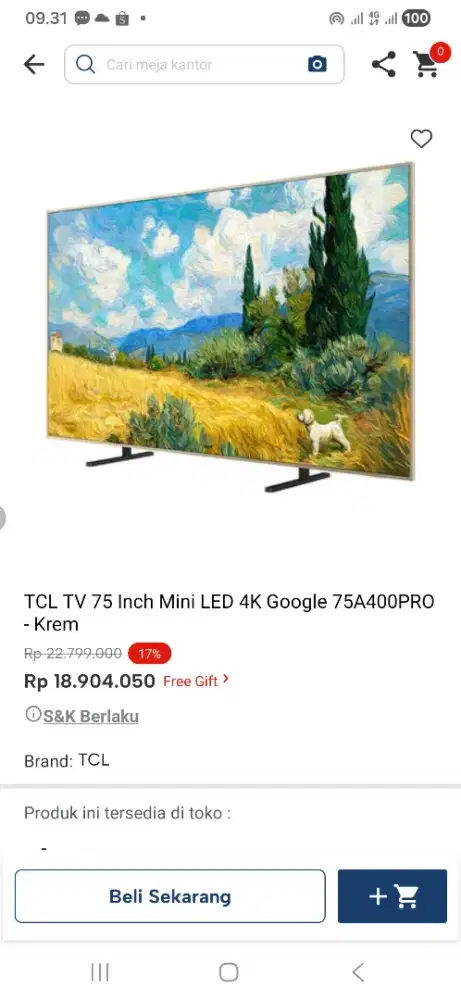 Tcl tv 75 inch mini led 4k google 75a400