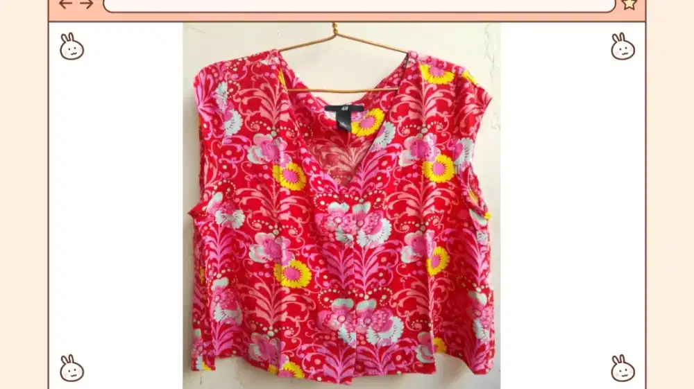 H&M Floral Sleeveless Blouse Red Pink Original (Size EUR 38 / M)