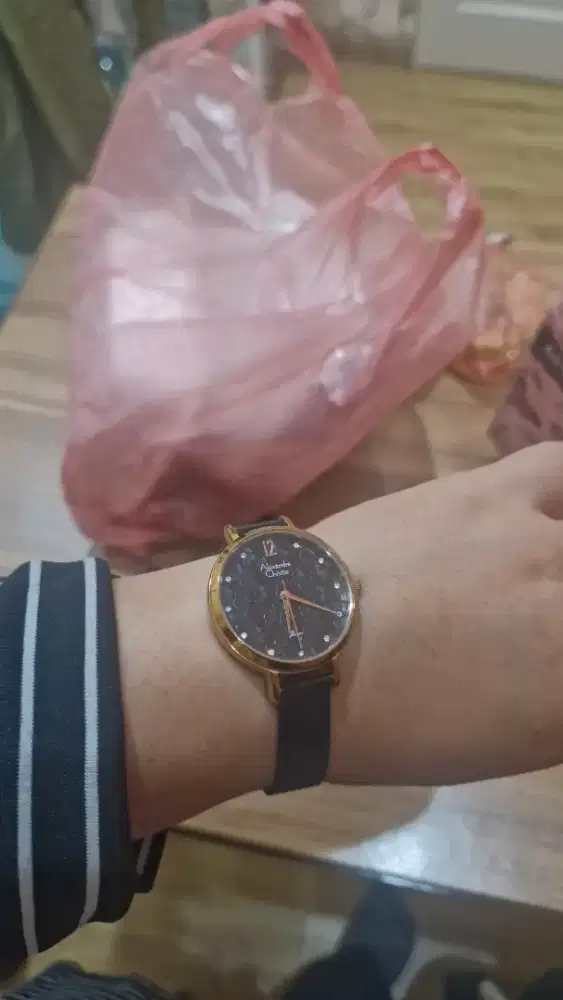 Jam tangan alexandre christie hitam rosegold