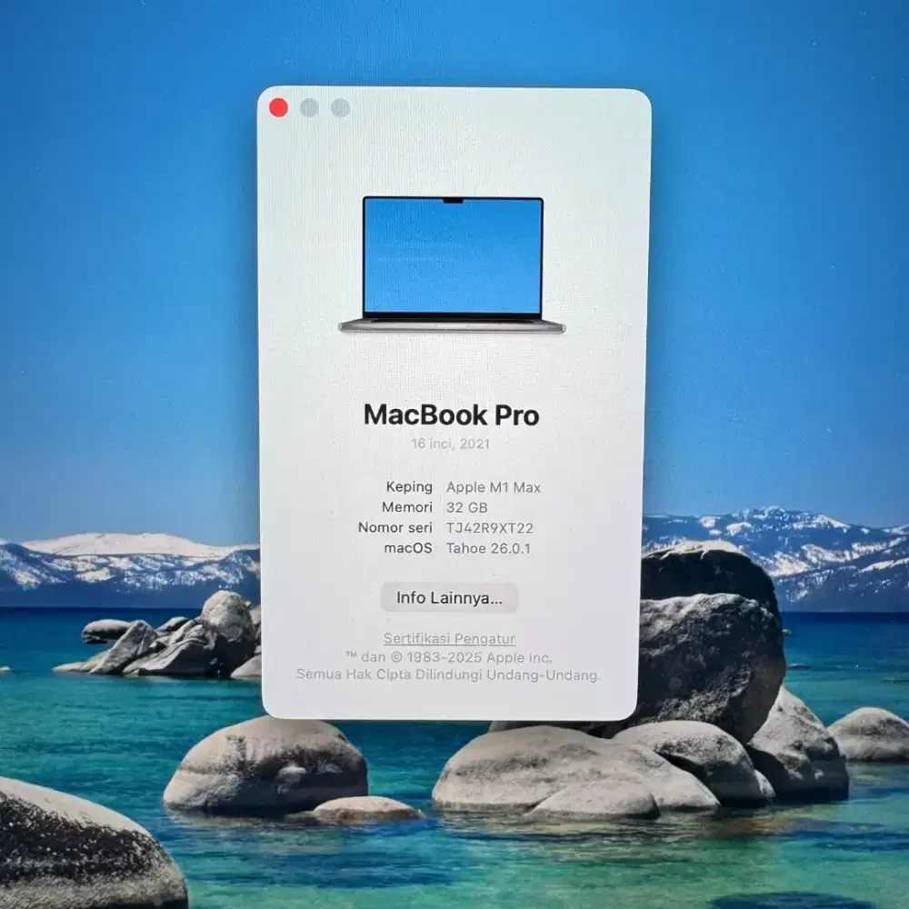 Macbook M1 Pro Max 16 inch Ram 32 Ssd 512 Layar 16 inch Grey lengkap