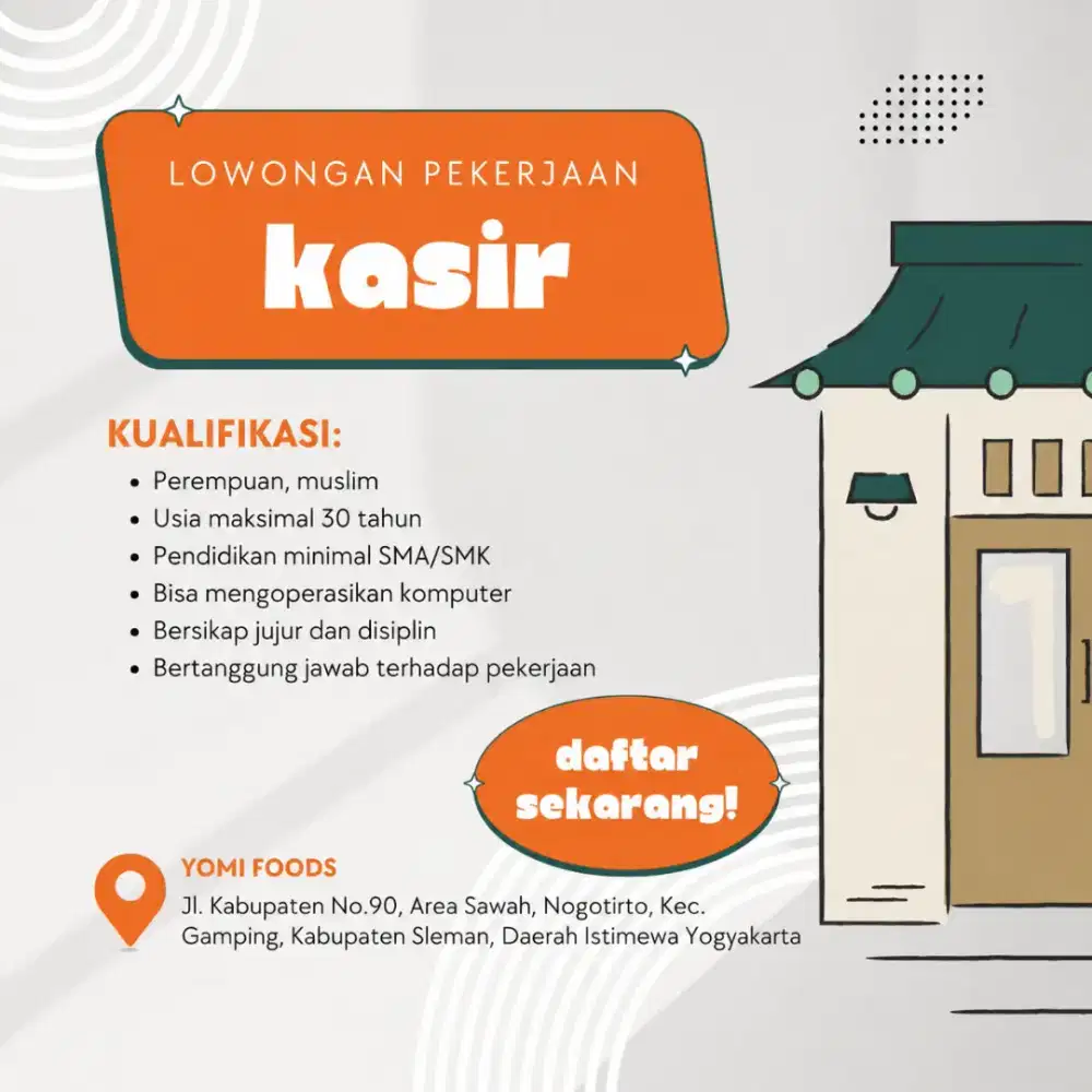 LOWONGAN PEKERJAAN – KASIR