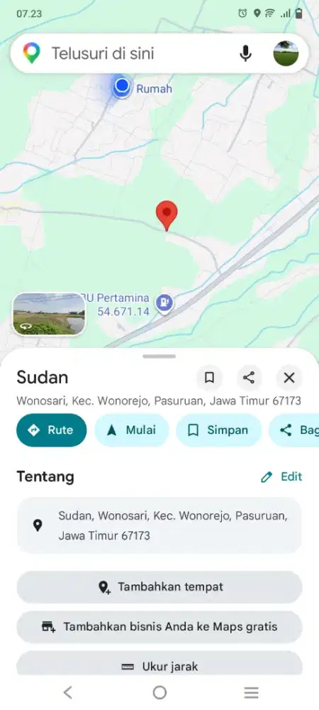 Dijual tanah di daerah Wonosari kab Pasuruan