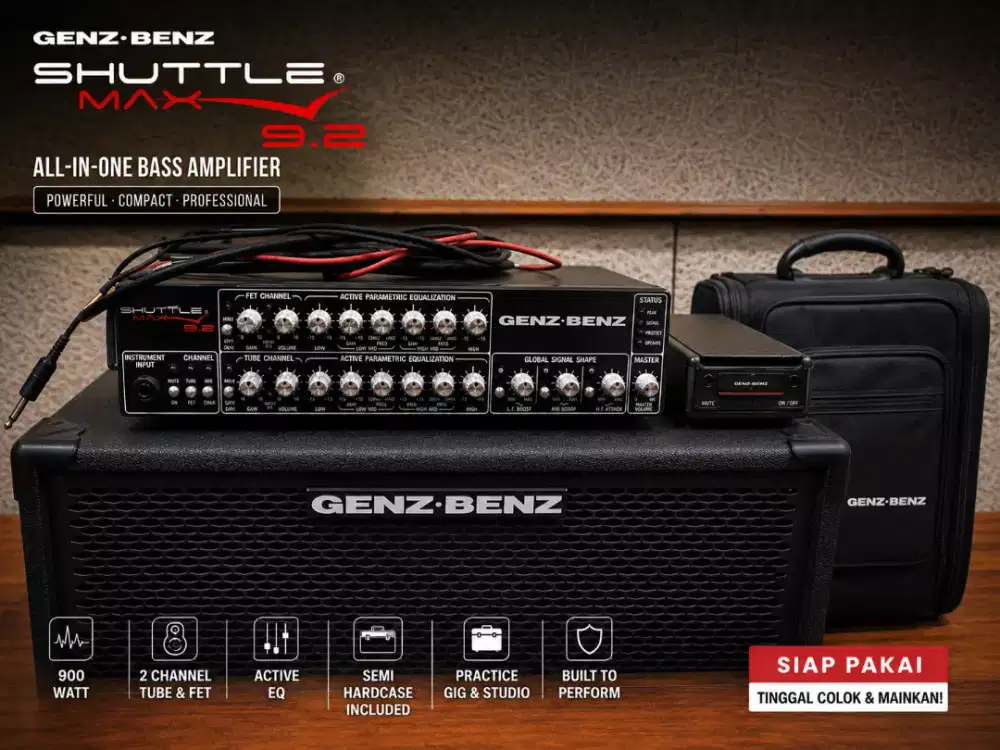 Bass Head Amplifier legendaris Genz Benz Shuttle 9.2 + Cabinet 2x10
