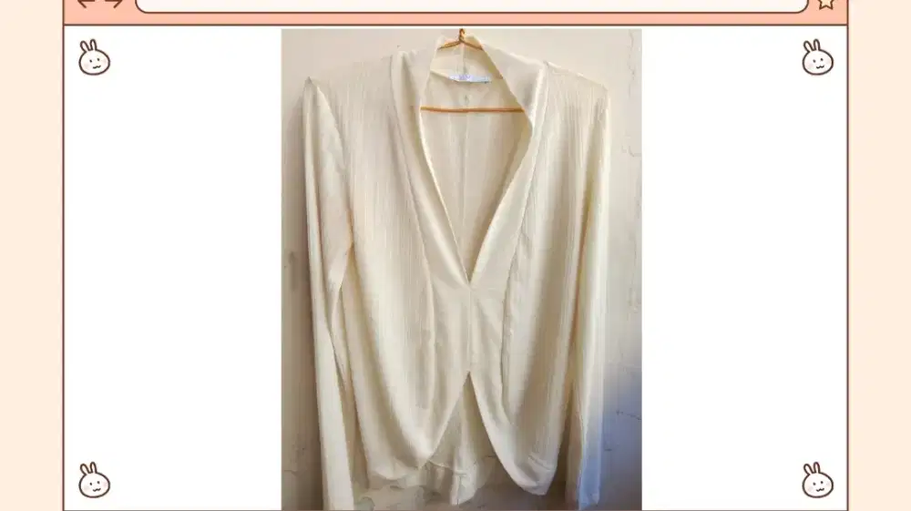 Zara Basic Ribbed Drape Cardigan Broken White Original (Size M)