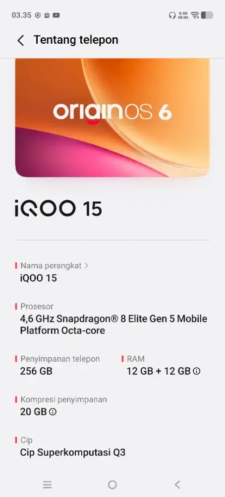 Iqoo 15 12+12 / 256