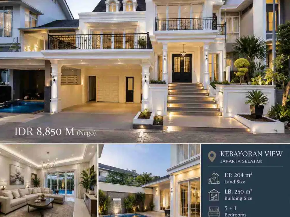 Rumah Kebayoran residence brand new American Clasic depan taman