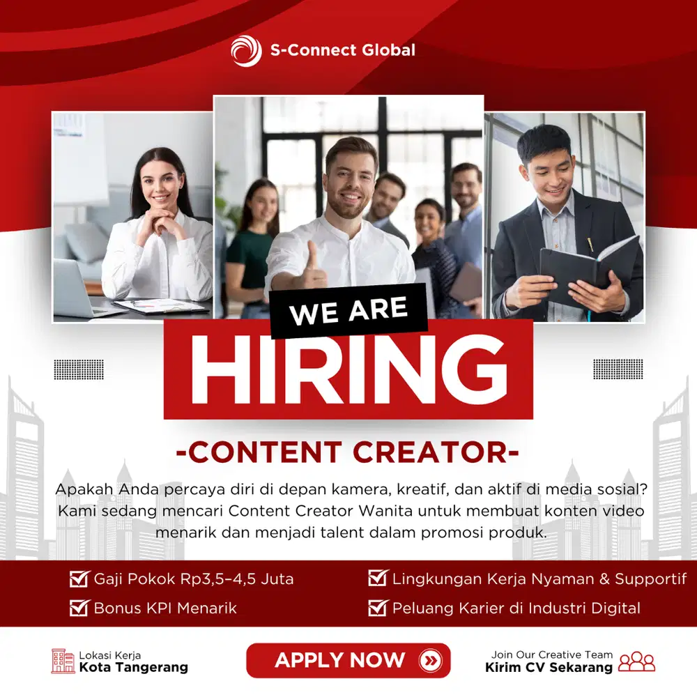 Content Creator Wanita Full Time - Tangerang Kota | Gaji 3,5-4,5 Juta