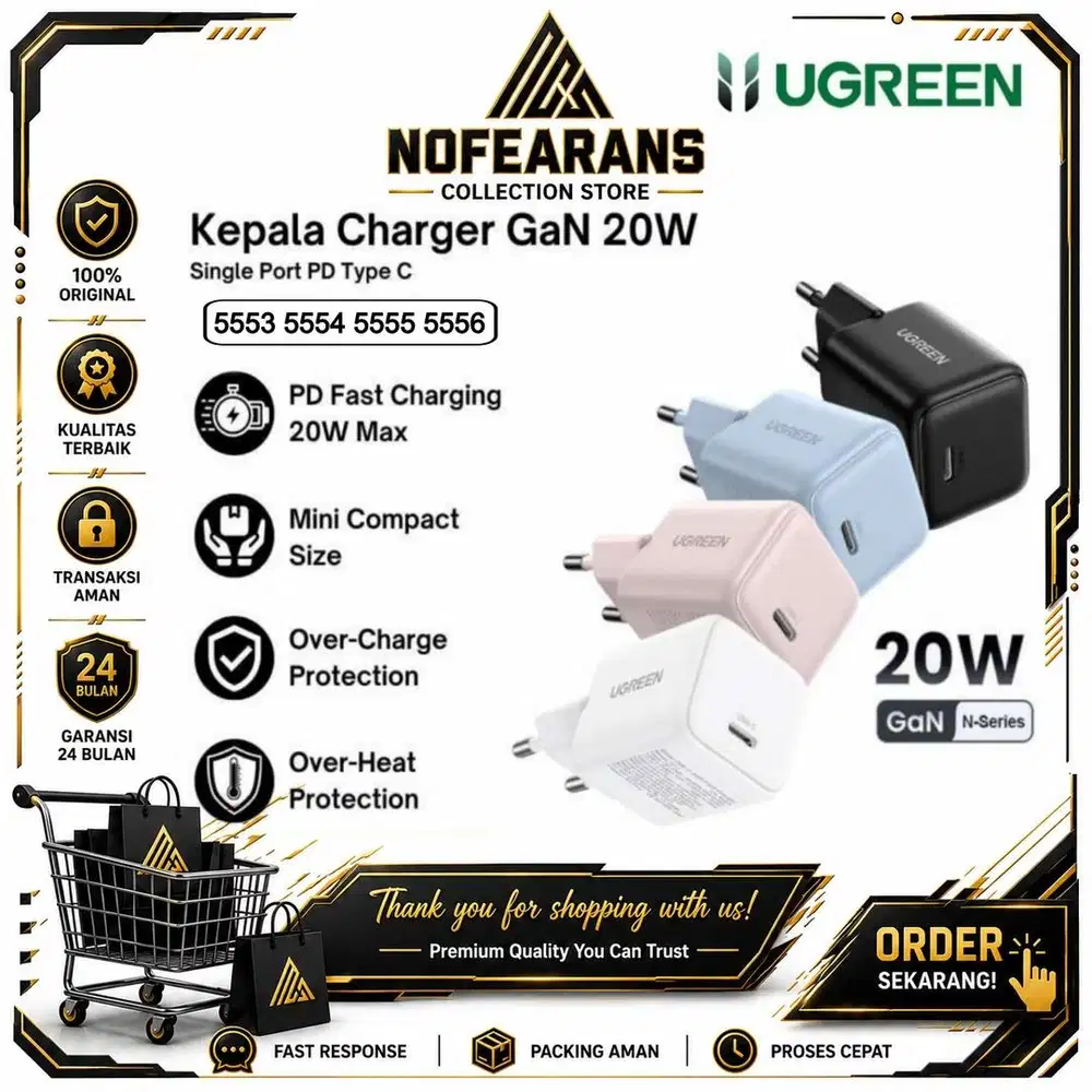 ADAPTOR CHARGER UGREEN N SERIES GAN 20W 55554