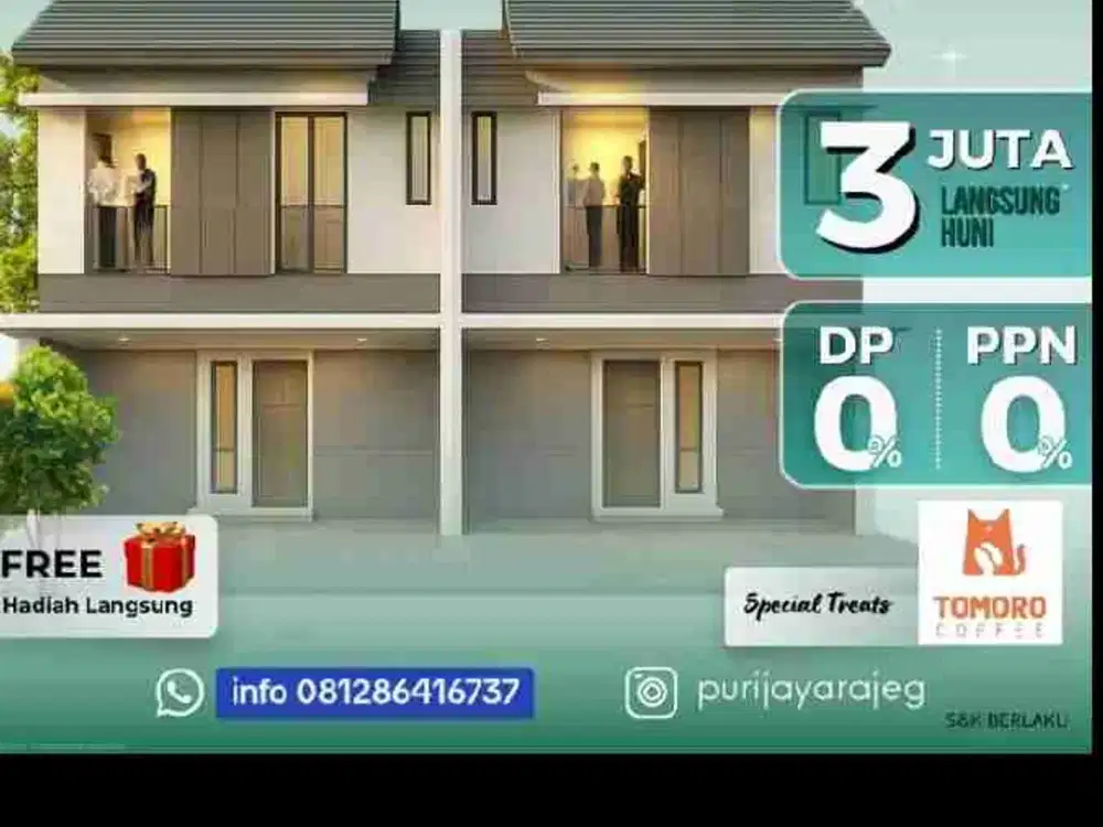 400 jutaan 2 lantai PURI JAYA RAJEG Dp0%