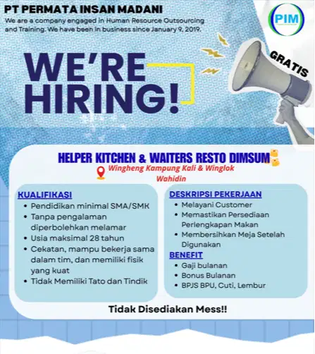 LOWONGAN KERJA HELPER KITCHEN
