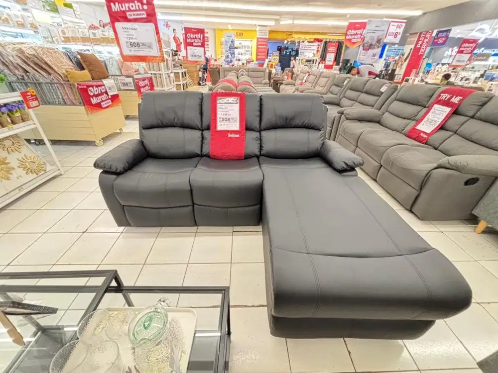 Promo cuci gudang sofa L recliner
