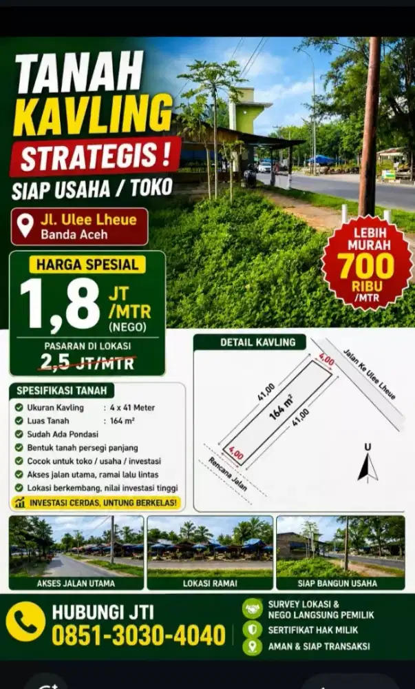 Dijual tanah murah kavling toko 1 pintu