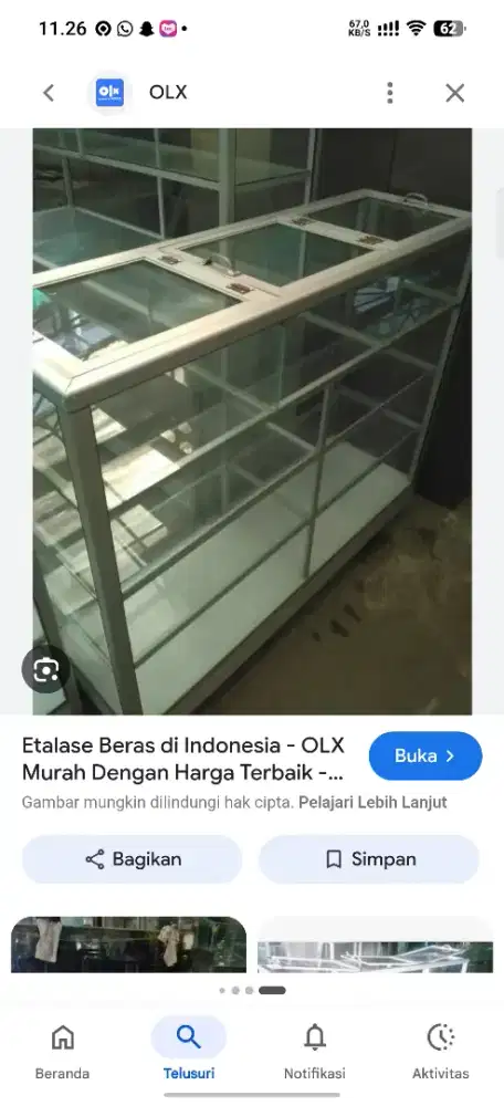 Etalase warung 2 kotak beras