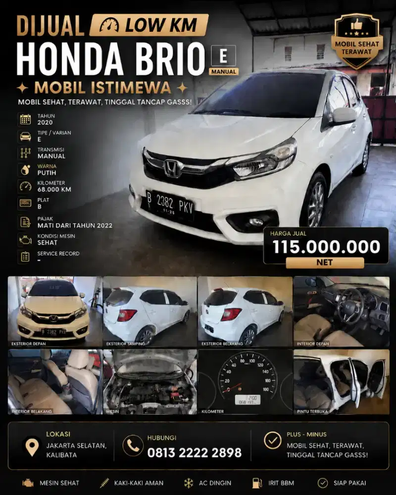 Dijual Honda Brio Low Km istimewa
