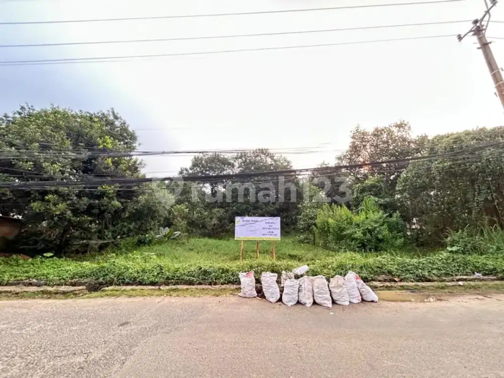 Tanah Rata Kotak Hook Murah di Pinggir Jalan Raya Curug Bojongsari Depok
