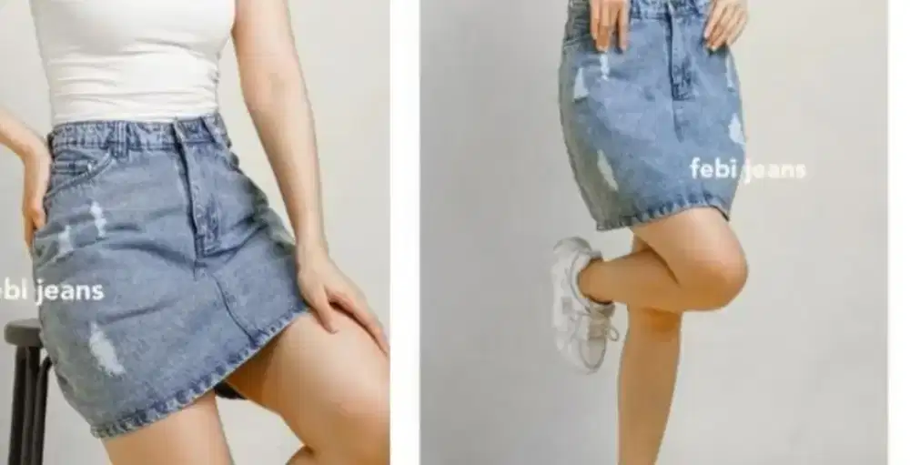 Rok jeans wanita