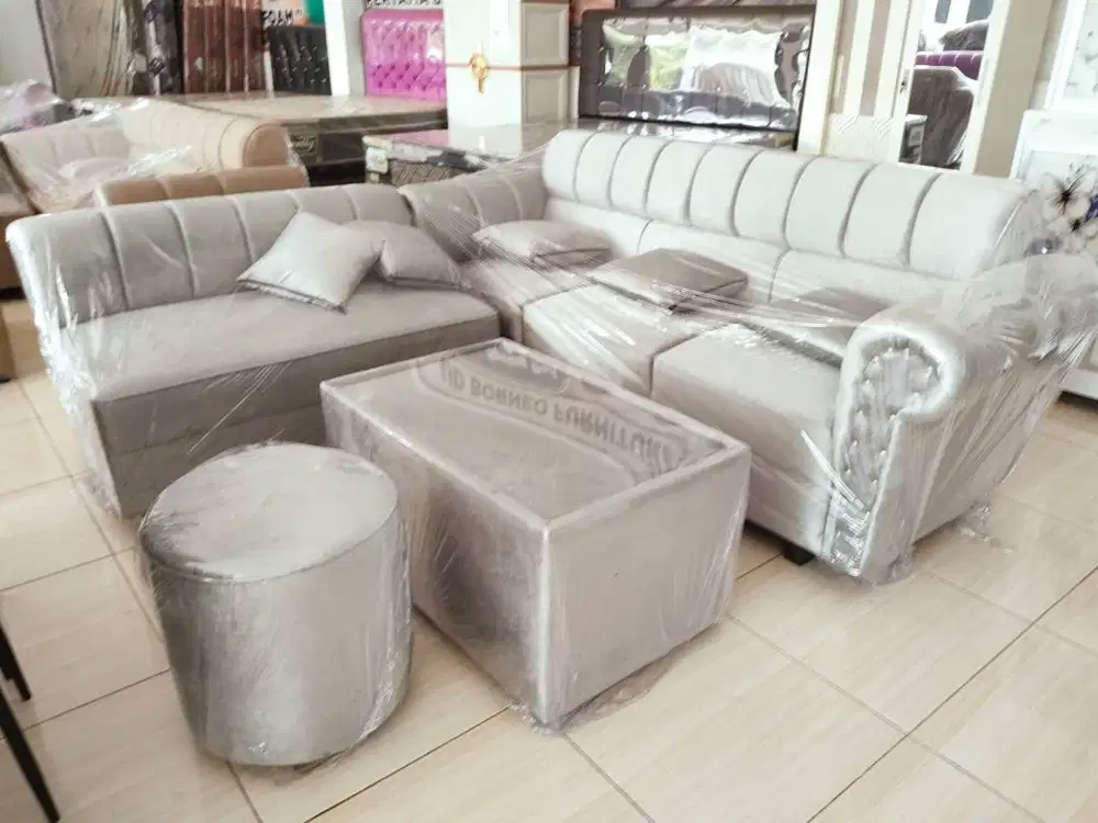 sofa l minimalis puk abu