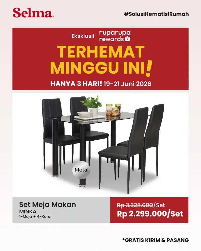 Minka Dining Set ( 1DT + 4 DC ) BLACK