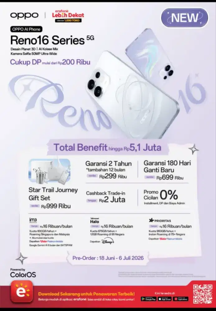 Cicilan Oppo Reno 16