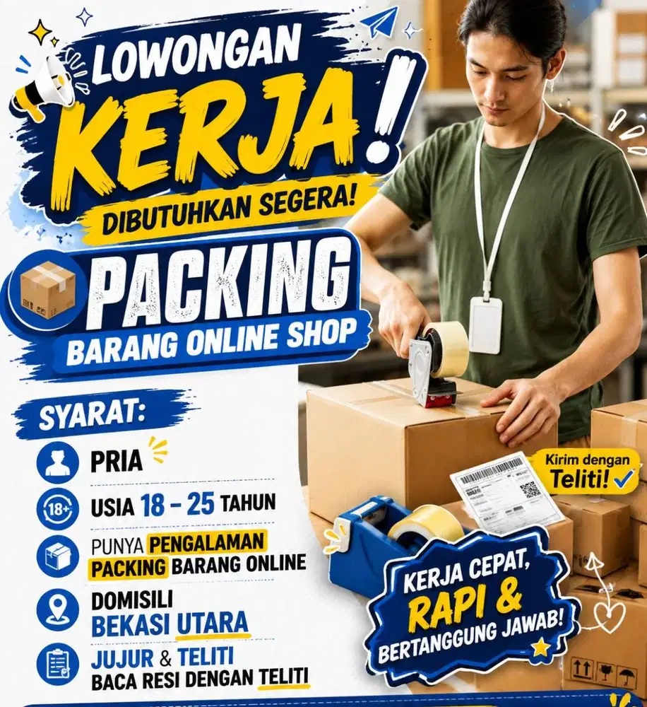 Loker Untuk Packing, Baker, Dan Host Live