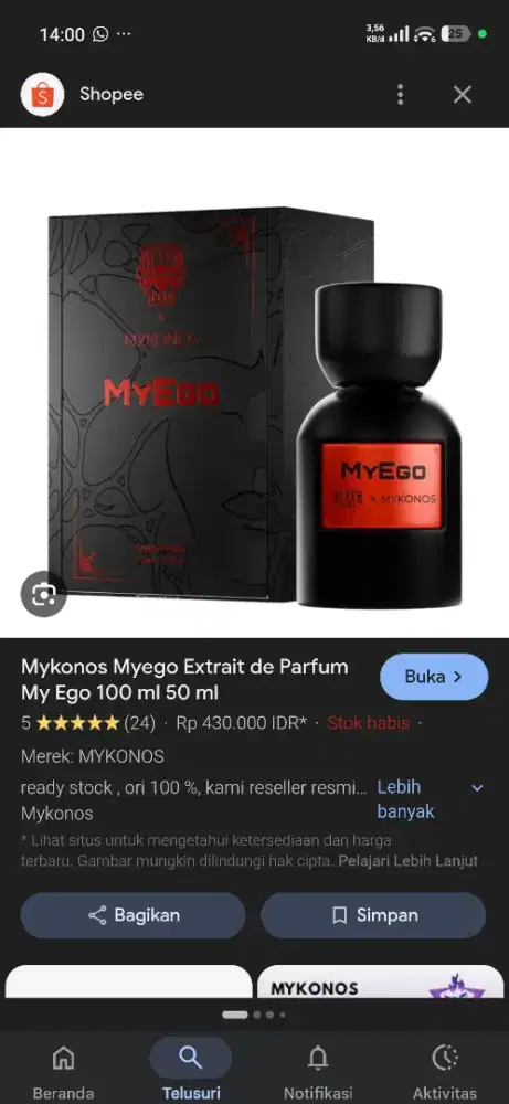 MYKONOS MY EGO 50ML BARU