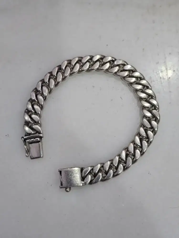 Gelang Perak Asli 58,29 Gram Rantai Cuban Link Tebal Full Perak Pria
