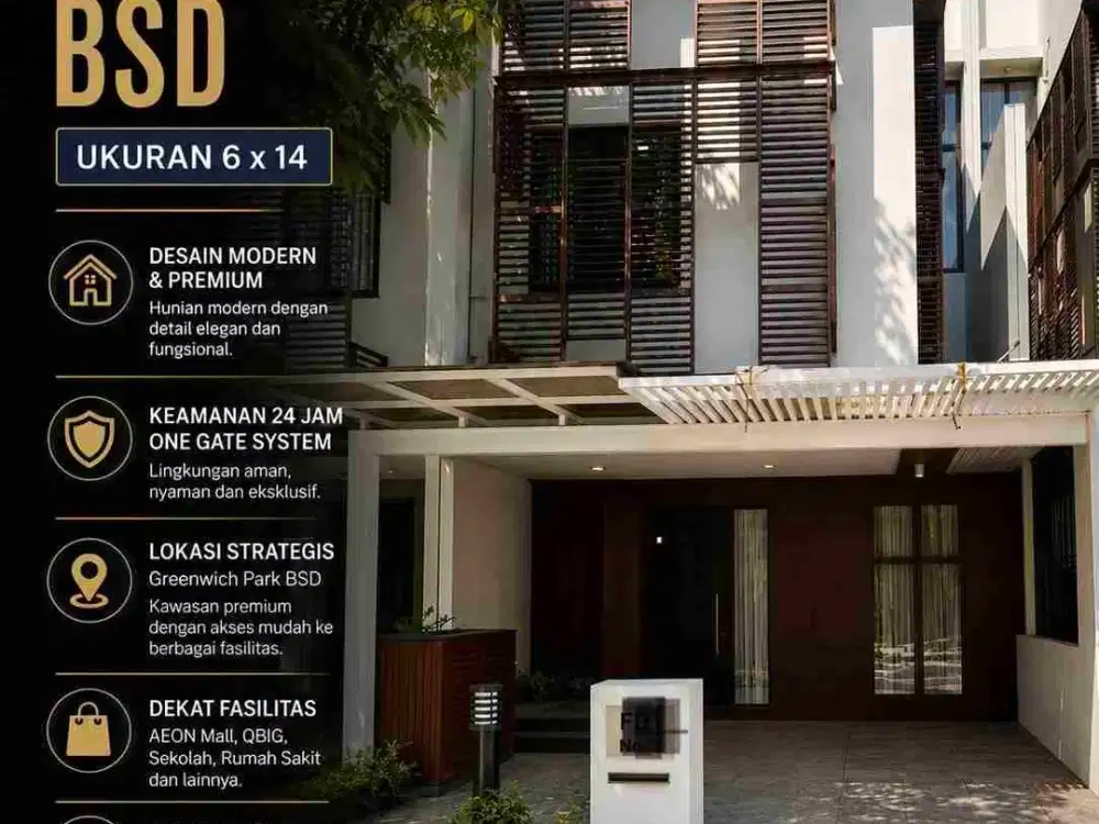 Dijual Rumah 3 lantai Whelford Greenwich Park Bsd