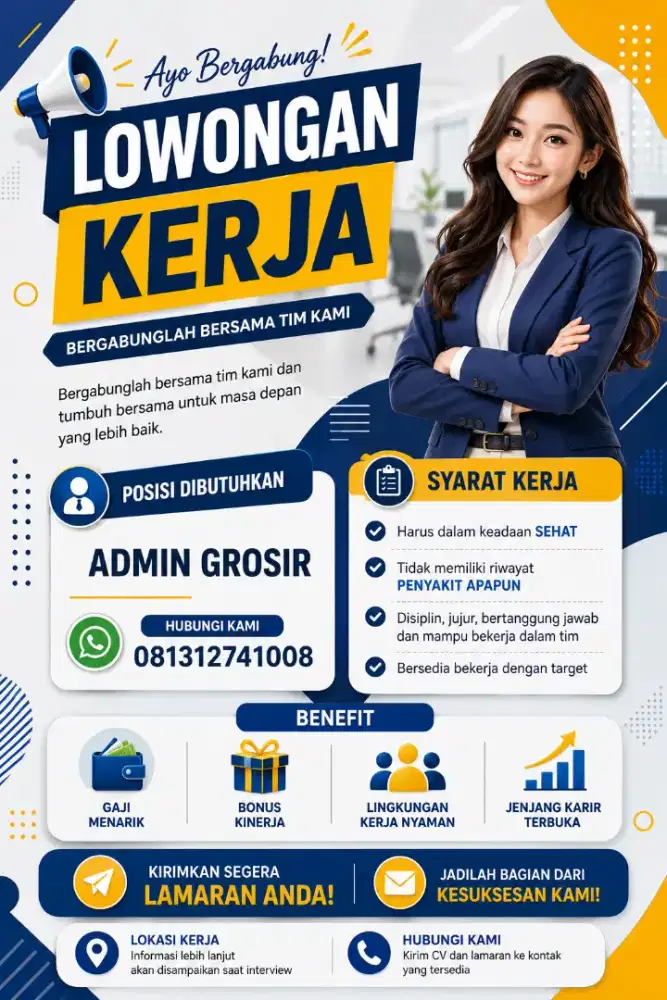 Lowongan kerja untuk admin grosir atau sales marketing