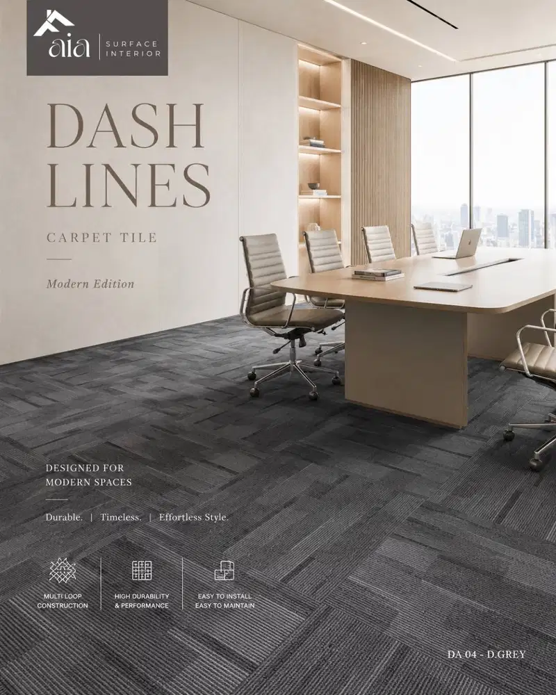 Karpet Tile Dash Lines Tebal 6mm 50x50cm | Karpet Kantor