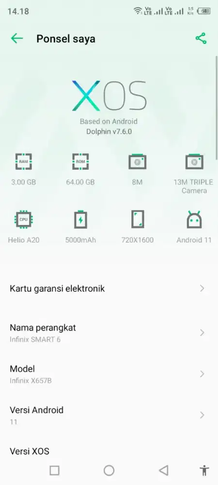 HP Infinix Smart 6 Ram 3/64