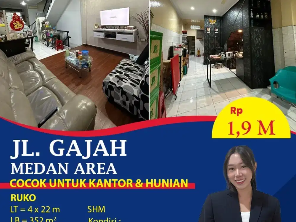 Murah & Siap Huni Ruko 4,5 Lantai SHM Full Furnished di Jl. Gajah