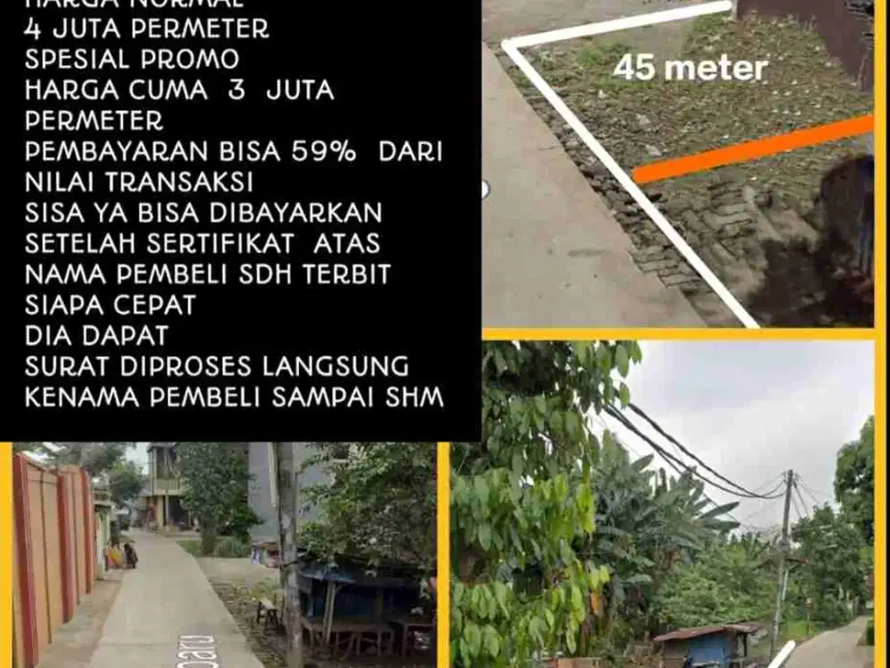 DIJUAL EDISI BU TANAH KAVLING AKSES MOBIL HARGA GELO
