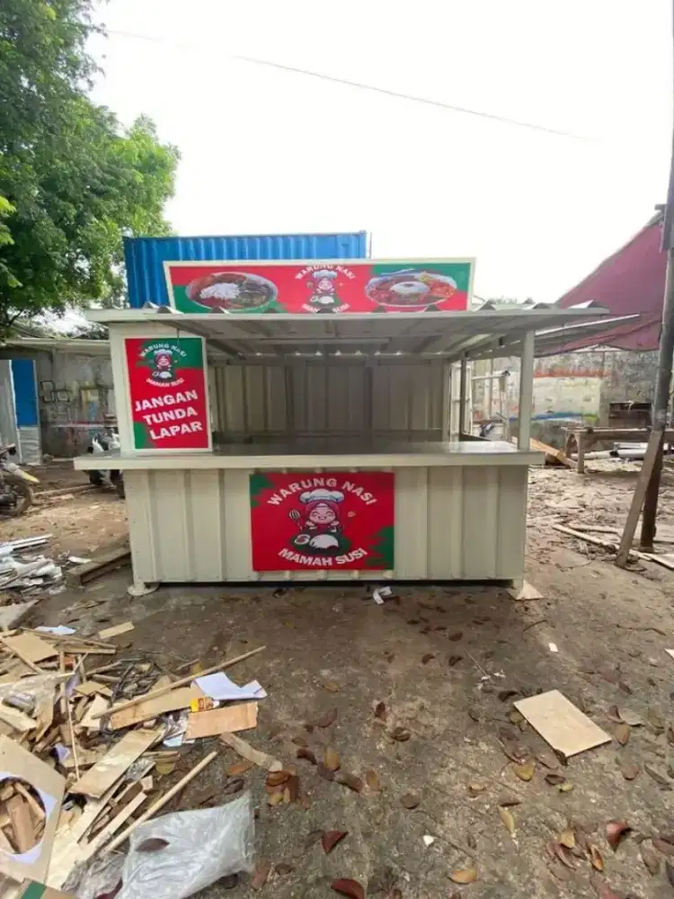 booth container/gerobak jualan stand.