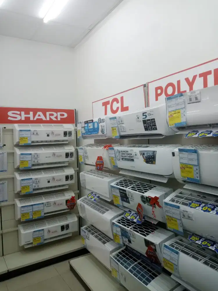 AC TCL, SHARP, PANASONIC, AQUA, SAMSUNG, POLYTRON, AKARI, LG, TOSHIBA