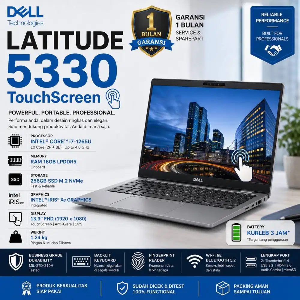 Laptop Dell Latitude 5330 Touchscreen | I7 - 1265U | Ram 16/256GB