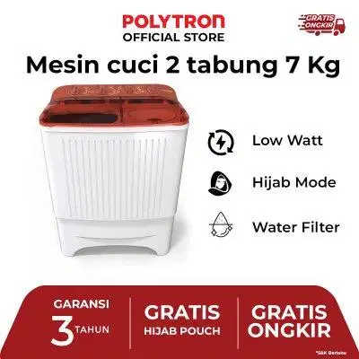 Mesin cuci 2tabung 7Kg polytron