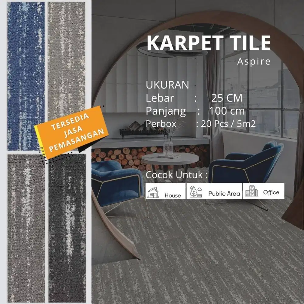 Karpet Tile Aspire 25x100 cm Carpet Tile Kantor Rumah Karpet Lantai